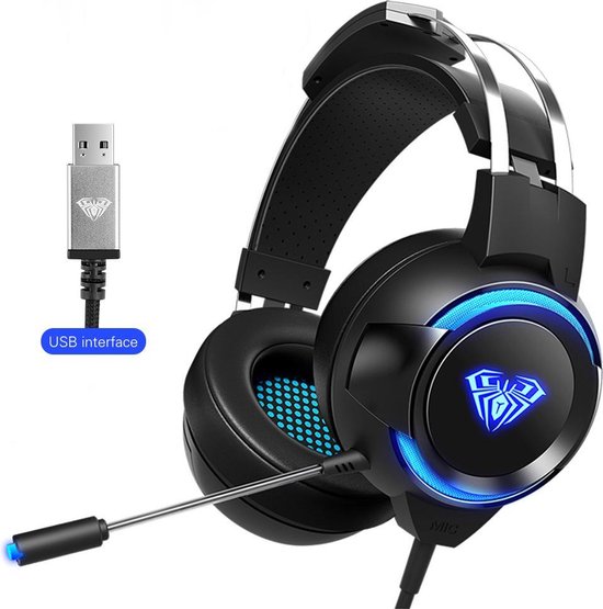 AULA G91 USB Gaming headset - 7.1 Surround Sound - PS4 / PS5 - Zwart | bol.com
