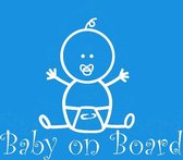 Baby on Board - autosticker - wit - 14 x 21 cm