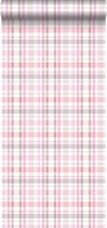 ESTAhome behangpapier ruiten licht roze - 138824 - 53 cm x 10.05 m