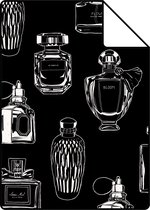Proefstaal ESTAhome behangpapier parfum flesjes zwart en wit - 128827 - 26,5 x 21 cm