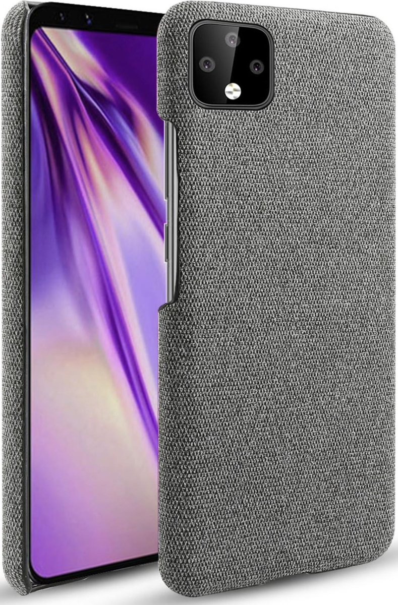 Google Pixel 4 Backcover - Grijs - Stof textuur canvas