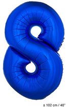 Cijferballon folie nummer 8 | Opblaascijfer 8 blauw 102cm