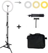 Professionele Ringlamp Met Verstelbaar Statief - Incl Tas - 12 Inch / 51 CM - 120CM - Vlog - Make-Up Light - Incl 3 Licht Standen - LED - Multifunctioneel