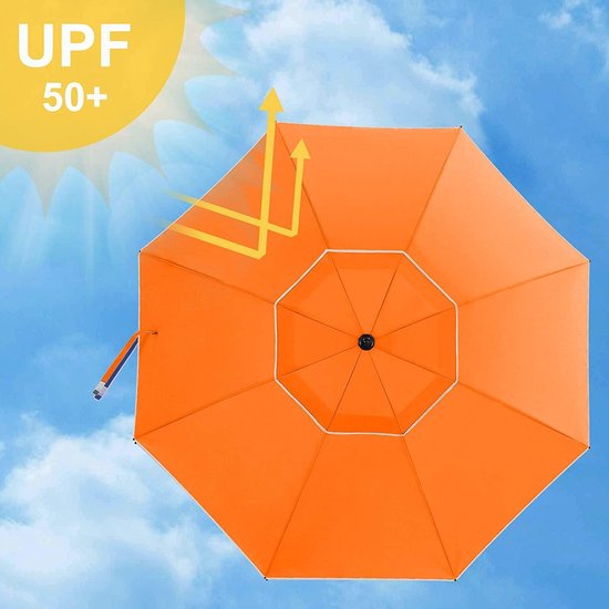 Explorer Parasol, Ca. 180cm **Knikbaar/met Telescoopstang Voor Verlenging Strandtuin Parasol Zonwering Privacy Strandtent Outdoor Kleurrijk Beige Blauw