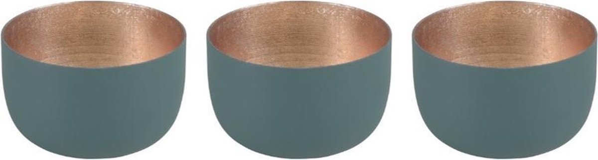 Waxinelichthoudertjes in Donker Olijfgroen van Giftcompany - set van 3 stuks - hoogte 5 cm