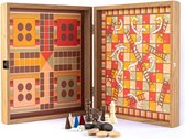 Regenboog Kleuren 4-in-1 Combo Spel - Backgammon Snakes Ludo Schaken - in Wenge houten kist - Handgemaakt - Top Kwaliteit Klasse en Geweldig Top Kwaliteit Klasse en Geweldig