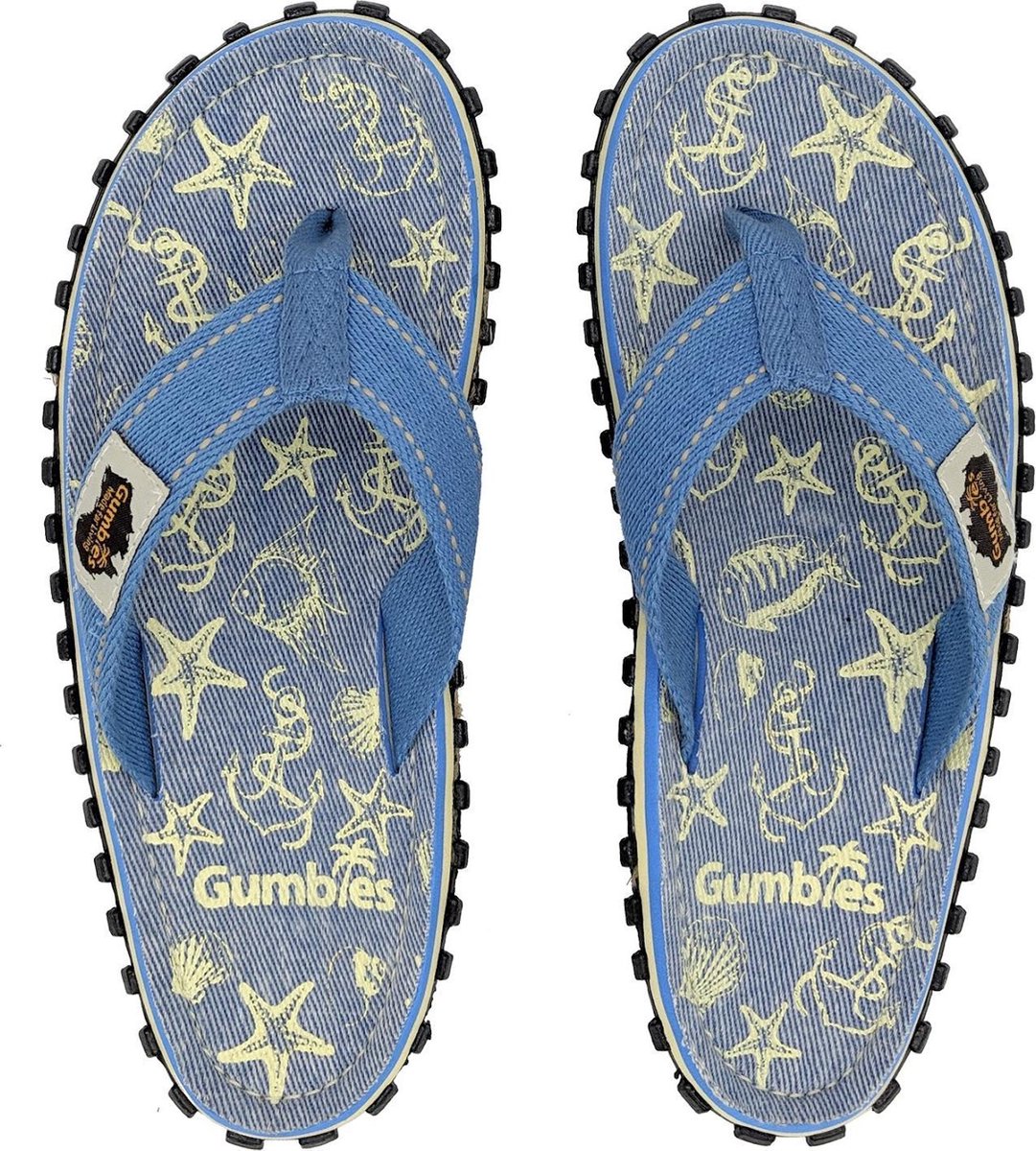 Gumbies - Teenslippers Dames - Seashells - Blauw/geel - Maat 43