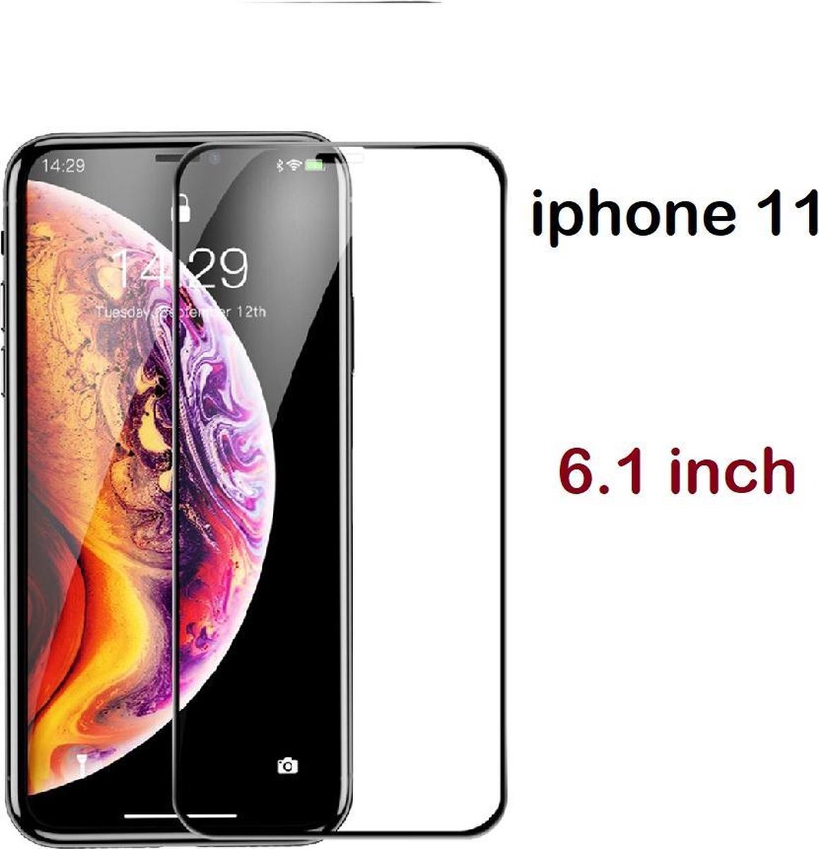 iPhone 11 glass  bescherming 6.1 inch 6D Screen protecto gehard glas volledige cover zwart iPhone 11