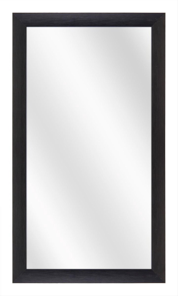 Spiegel met Brede Aluminium Lijst - Zwart Geschuurd - 20x50 cm