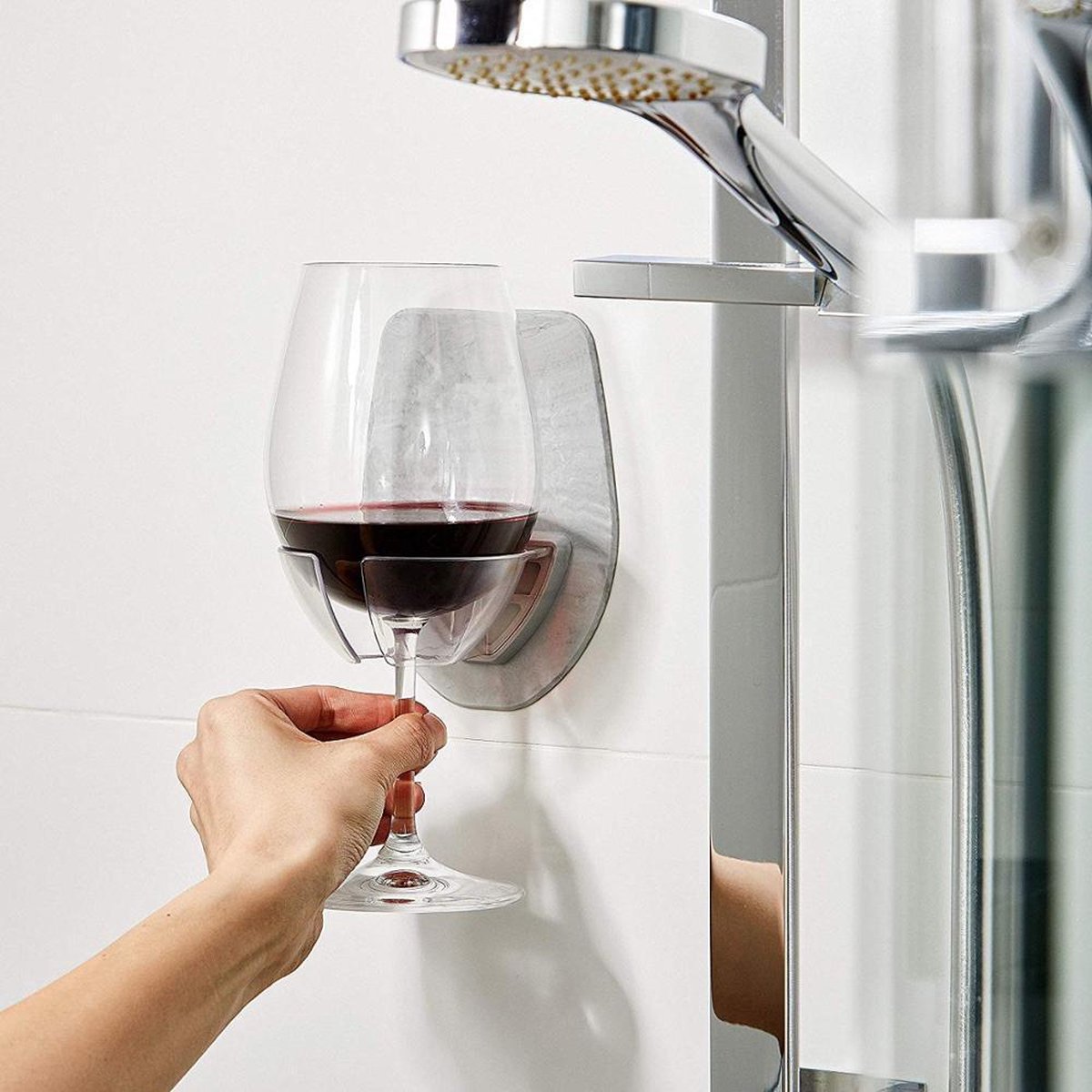 Wijnglashouder - Wijnaccessoires - Voor in de douche / Badkamer of op het Toilet - Merkloos