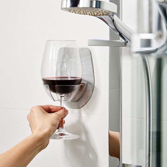 Wijnglashouder - Wijnaccessoires - Voor in de douche / Badkamer of op het Toilet