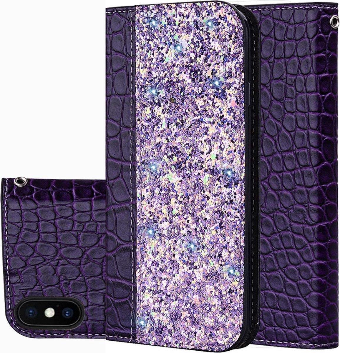 Geschikt voor Apple iPhone XR Bookcase - Bruin - Krokodillen - Portemonnee Wallet Case