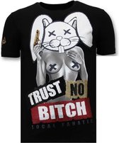 Heren T shirt met Print - Trust No Bitch - Zwart