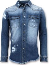 Lange Spijkeroverhemd - Denim Blouse Heren - Blauw