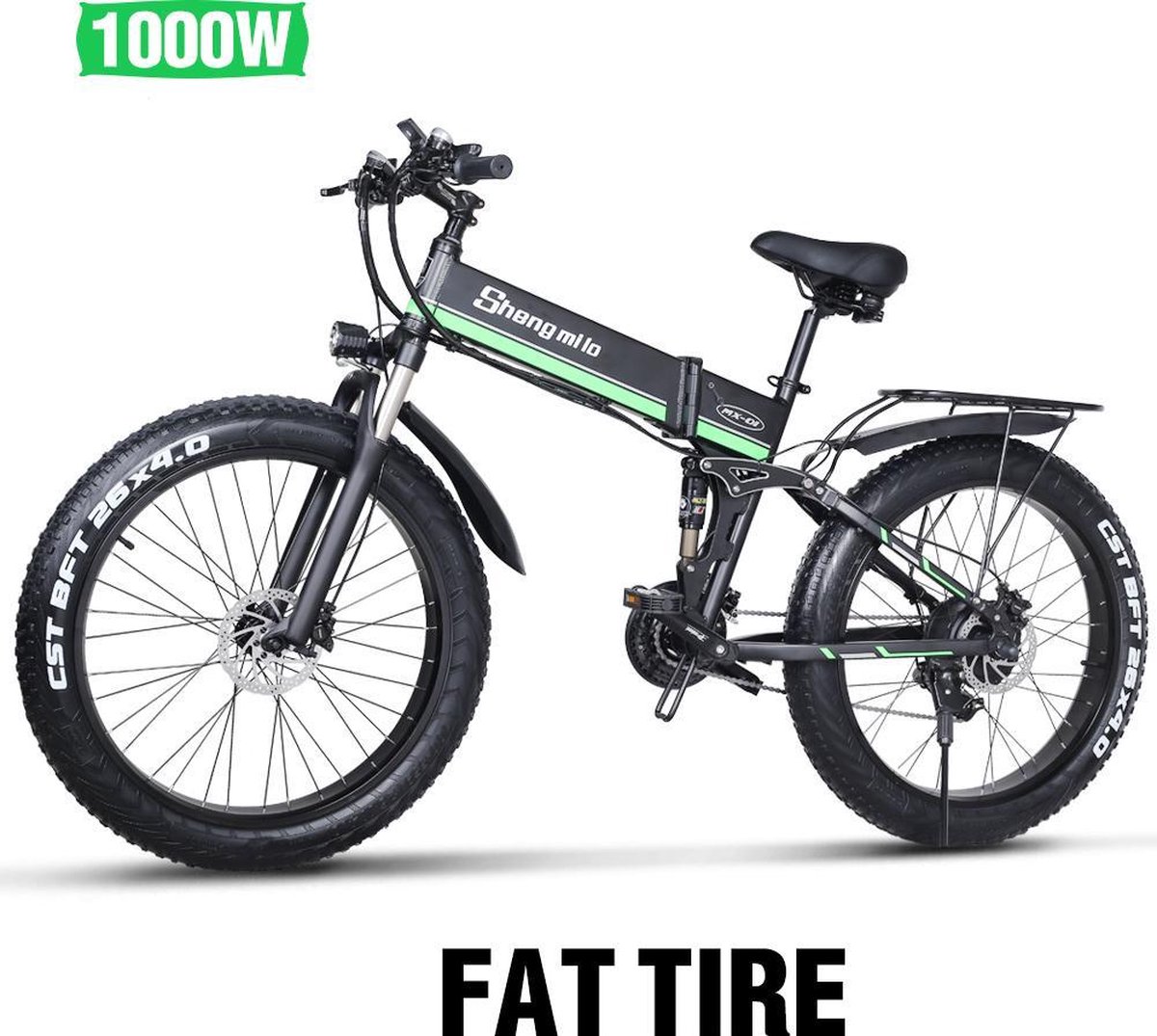 Shengmilo - Elektrische Fiets - Fat Tire Ebike - Opvouwbaar - 26 Inch 1000W - lithiumbatterijShimano - aluminium frame