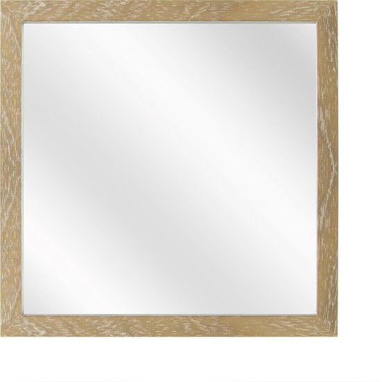 Spiegel met Vlakke Houten Lijst - Vergrijsd - 20x20 cm