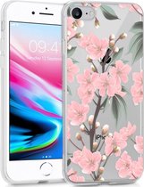 iMoshion Hoesje Geschikt voor iPhone SE (2022) / SE (2020) / 8 / 7 Hoesje Siliconen - iMoshion Design hoesje - Roze / Transparant / Cherry Blossom