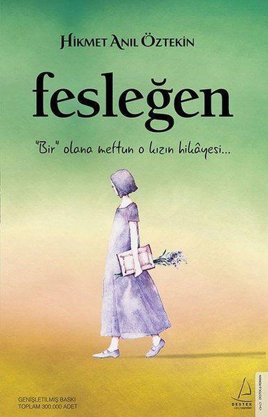 Couverture du livre Fesleğen par Hikmet Anıl Öztekin, illustrant une fille en robe violette tenant un livre.