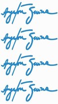 Blauwe Handtekening Ayrton Senna stickers 4 stuks - Formule 1 - autosticker - signature - 4,2 x 10,7 cm