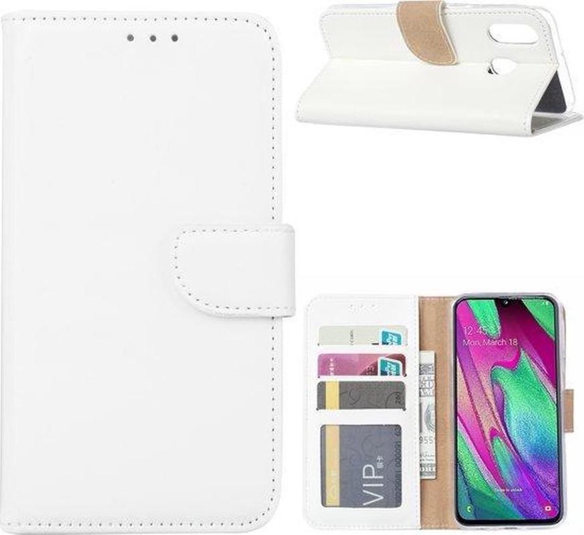 Bookcase Geschikt voor: Samsung Galaxy M40 - Wit - portemonnee hoesje