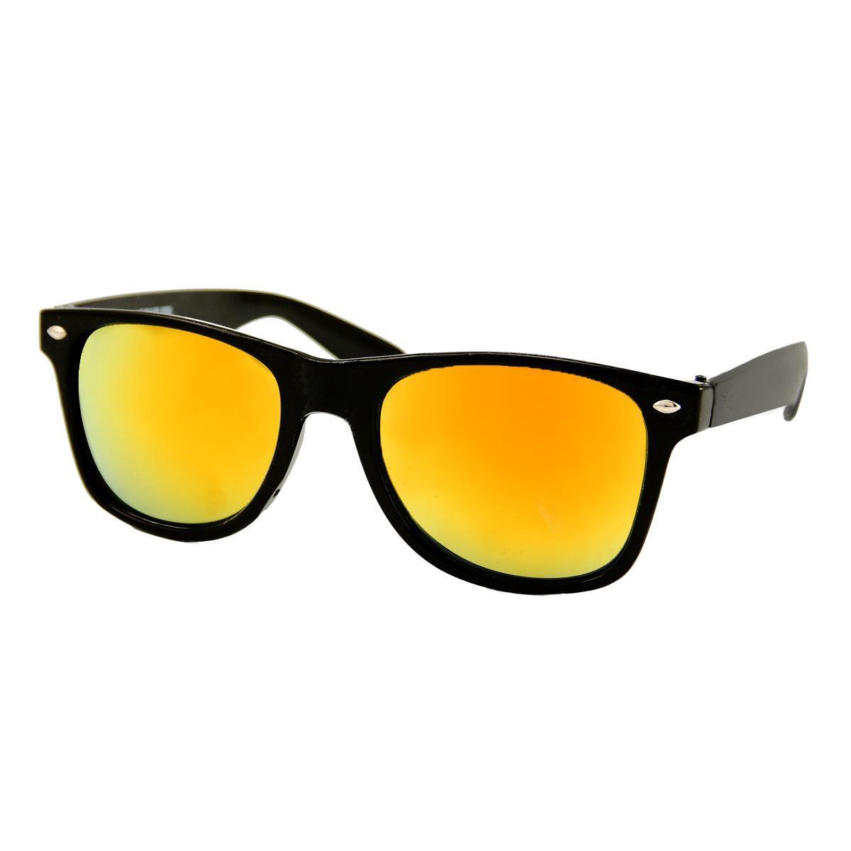LOUD AND CLEAR® - Heren Zonnebril - Dames Zonnebril - Zwart - Rood Oranje Spiegelglazen - UV400