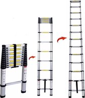 Professionele Telescopische Uitschuifbare Ladder - Telescoop Ladder - Klus Trap -  Lichtgewicht & Ruimtebesparend  - Antislip - Aluminium - Telescooplader - Werkhoogte 5.4 Meter