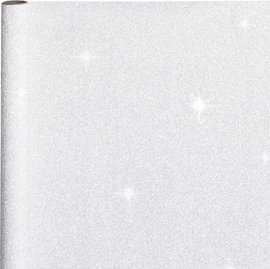 2x stuks cadeaupapier/inpakpapier zilver met glitters - 50 cm - | bol.com