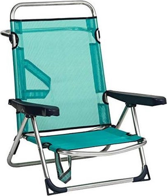 AKTIVE Strandstoel 62629 opvouwbare strandstoel met kussen, kleur colar, met handgreep, 4 posities, ergonomische armleuningen, koraal, 67 x 67 x 76 cm