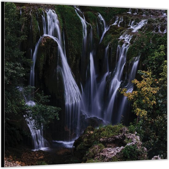 Dibond –Mooie Watervallen– 80x80 Foto op Aluminium (Wanddecoratie van metaal)