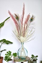 Droogbloemen Boeket |Pampas pluimen Roze | Pauwenveer | Palmblad| 70 - 100 cm | Gedroogde bloemen