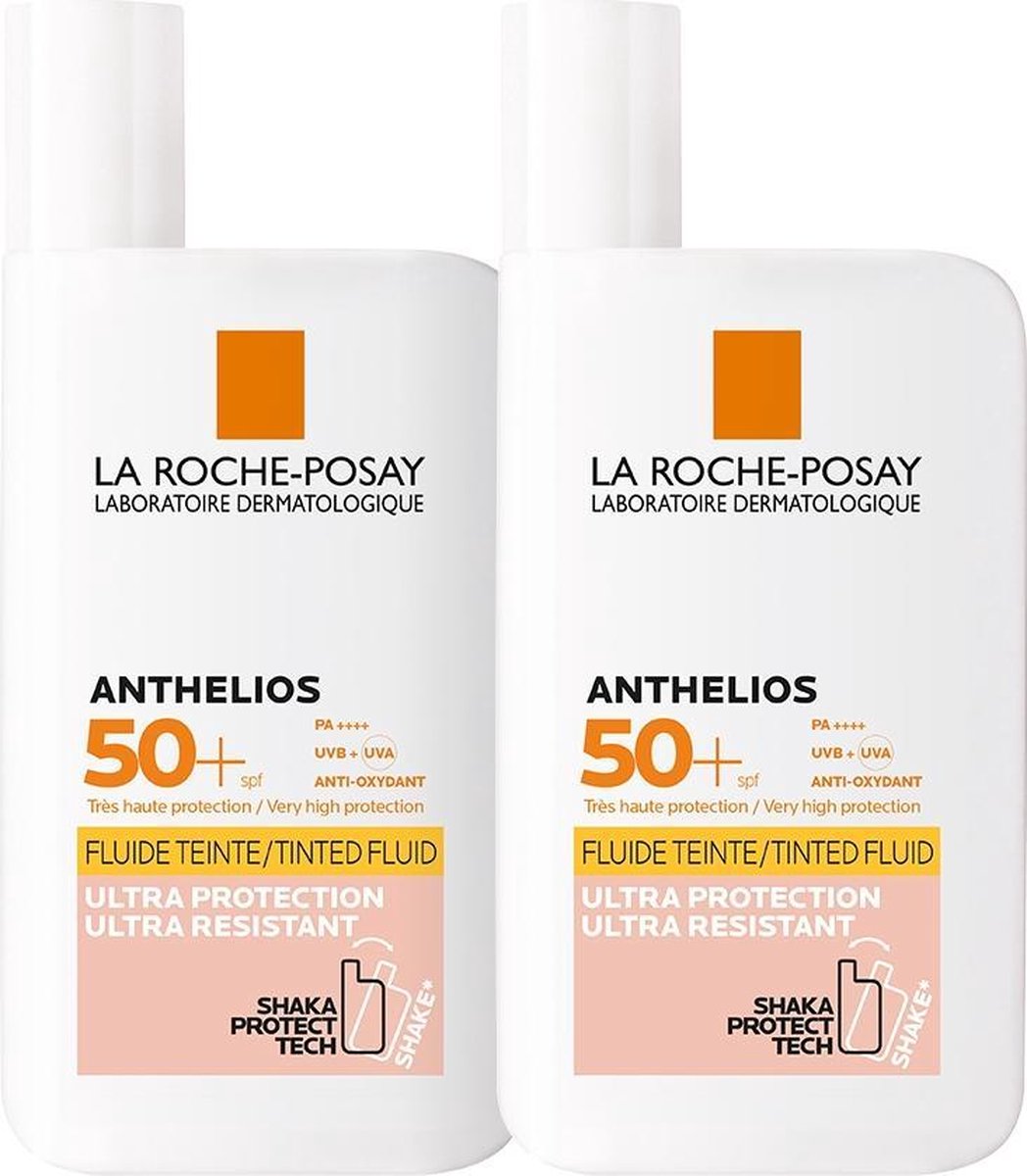 La Roche-Posay Anthelios Onzichtbare Zonnebrand Fluide SPF50+ Getint - 2x  50 ml | bol.com