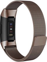 YONO Bandje geschikt voor Fitbit Charge 4/3 – Milanees – Bruin - Large