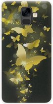 ADEL Siliconen Back Cover Softcase Hoesje Geschikt voor Samsung Galaxy A6 Plus (2018) - Vlinder Goud