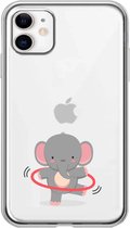 Apple Iphone 11 transparant siliconen olifant hoesje -  Olifantje hoelahoep