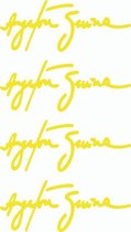 Muurstickers.net - Gele Handtekening Ayrton Senna stickers 4 stuks - Formule 1 - autosticker - signature - 4,2 x 10,7 cm