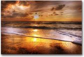 MN Collections - Schilderij - Seascape Photography. - Wit, Bruin, Geel En Oranje - 75 X 50 Cm