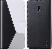 Voor Nokia 2.2 Tricolor stiksels Horizontale Flip TPU + PU lederen tas met houder & kaartsleuven & portemonnee (zwart)