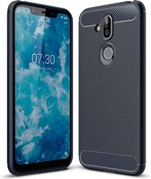 Brushed Texture Carbon Fiber TPU Case voor Nokia 7.1 Plus / X7 (Navy Blue)