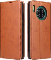 Voor Huawei Mate 30 Fierre Shann PU lederen textuur horizontale flip lederen tas met houder & kaartsleuven & portemonnee (bruin)