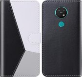 Voor Nokia 7.2 Tricolor stiksels Horizontaal Flip TPU + PU lederen tas met houder & kaartsleuven & portemonnee (zwart)