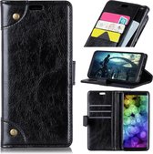 Koperen gesp nappa textuur horizontale flip lederen tas voor OPPO A7 / AX7, met houder en kaartsleuven en portemonnee (zwart)