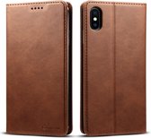 Suteni Calf Texture Horizontale Flip Leather Case voor iPhone XS Max, met houder & kaartsleuven & portemonnee (koffie)