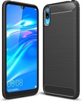 Brushed Texture Carbon Fibre Shockproof TPU Case voor Huawei Enjoy 9 (Zwart)