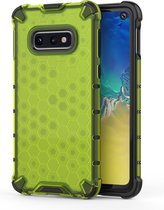 Schokbestendige honingraat pc + tpu case voor Galaxy S10e (groen)