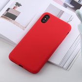 Schokbestendig effen kleur vloeibaar siliconen gevoel TPU-hoesje voor iPhone XS / X (rood)