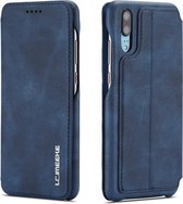 Voor Huawei P20 Hon Ancient Series lederen tas met kaartsleuven en houder en portemonnee (blauw)