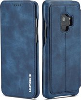 Voor Galaxy S9 + Hon Ancient Series lederen tas met kaartsleuven en houder en portemonnee (blauw)
