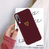 Voor Galaxy A50 Golden Love Heart Pattern Frosted TPU beschermhoes (wijnrood)