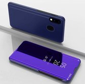 Voor Galaxy A31 vergulde spiegel horizontale flip lederen tas met houder (paars blauw)