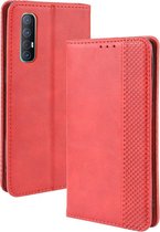 Voor OPPO Reno 3 Pro Magnetische gesp Retro Crazy Horse Texture Horizontale flip lederen tas met houder & kaartsleuven & fotolijst (rood)